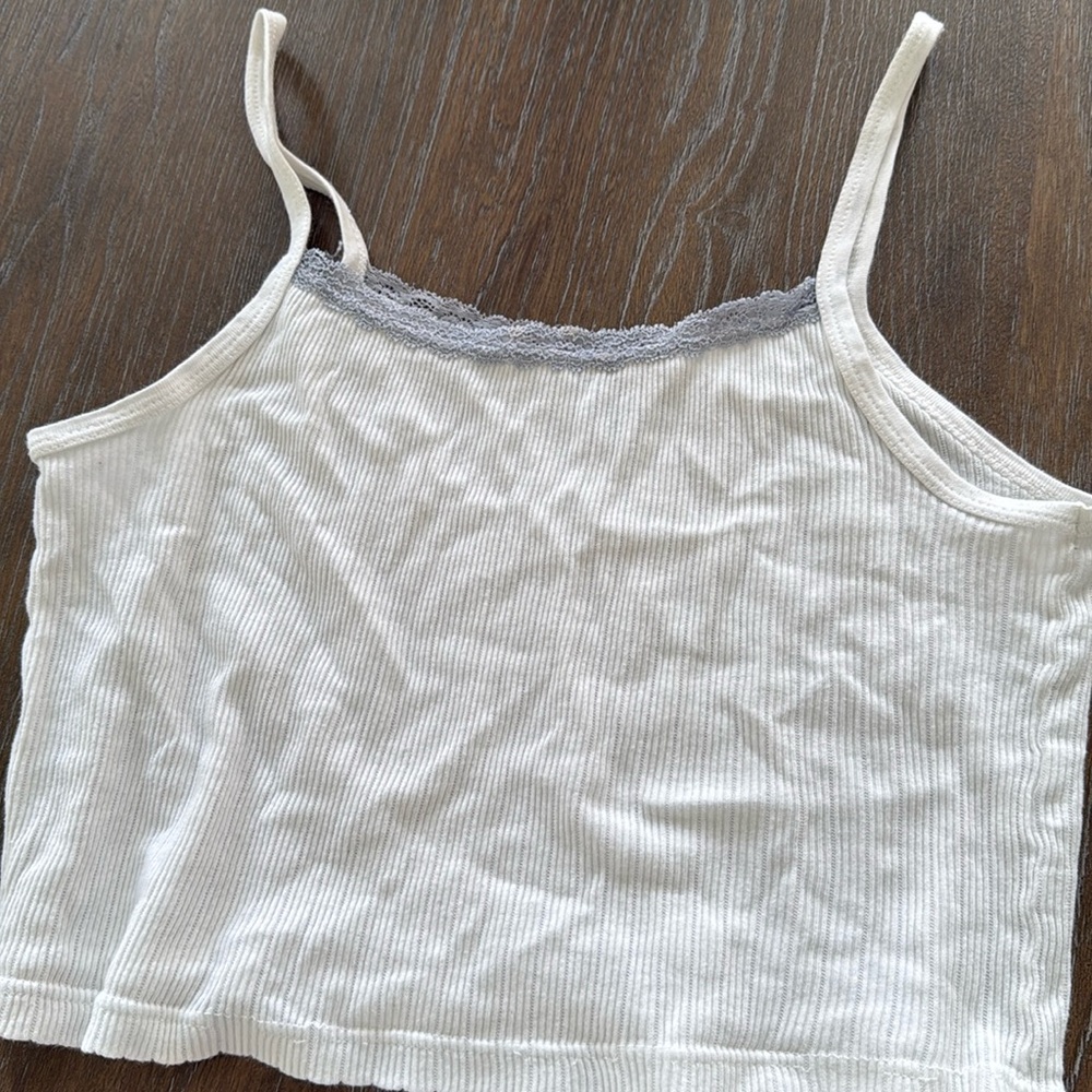 White blue lace brandy mellvile crop top